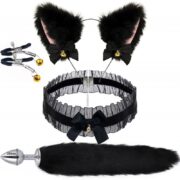 BDSM Bondage Kit 5 Pcs Foxtail Anal Plug Set Sex Toy Kit with Butt Plug Headband Cat Ear Necklace Nipple Clamps and Gags Adult Toys for Men Women Couples Adult Sex Toys - Image 5