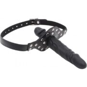 Silicone Realistic Dildo Head Double Gag with Lock Bondage Gear & Accessories Leather Bondage Ball Gag Breathable Cock Sex Gag with Holes Open Mouth Gag Sex Toys - Image 3