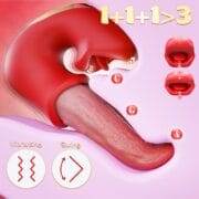 3 in 1 Dildo Vibrator for Women – Rose Sex Toy with 10 Modes, G Spot & Clit Stimulator, Realistic Tongue, Couples Adult Toy - Image 6