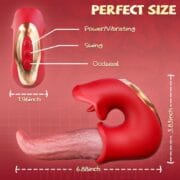 3 in 1 Dildo Vibrator for Women – Rose Sex Toy with 10 Modes, G Spot & Clit Stimulator, Realistic Tongue, Couples Adult Toy - Image 5